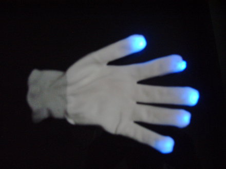 Leuchthandschuh Größe L Weiße LED-Disko-Handschuhe mit 6 Leuchtprogrammen 