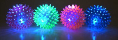 "Flashing Spiky "Massage LED Ball 5,5cm - blinken beim Aufprall orange, blau,pink,grün