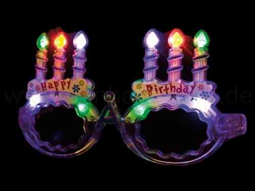 LEUCHT BRILLE LED Leuchtbrille Happy Birthday transparent rot blau grün Geburtstagsbrille GB