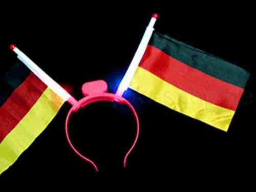 LED Blink Haarreifen 2 Deutschland Flaggen mit 2 Leuchtstäben Deutsch