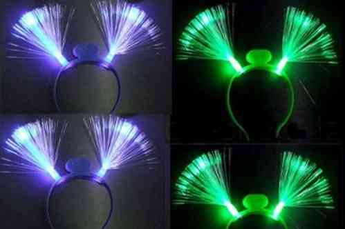LED Blink Haarreifen Glasfaser Fibre GRÜN BLAU Leucht Haar Reif Reifen Blink