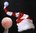 LED Weihnachtsmütze Nikolausmütze rot/weiß gestreift extra lang m. blink Bommel xxl