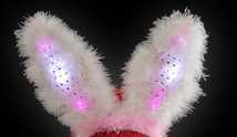 LED Haarreifen Leucht Blink Bunny Hasen Ohren Häschen Haar Reif blinky Haarreif pink weiss