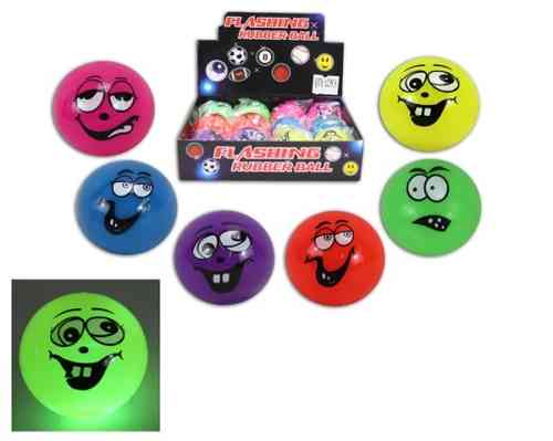 Smilie mit Licht FLUMMI Springball Funny Faces BALL mit LED Blinken bei Aufschlag multicolor