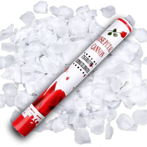 Popper Konfetti Bombe mit weißen Rosenblättern bis zu 5 m Rohrlänge 40cm Confetti