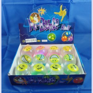 Smilie mit Licht FLUMMI Springball 65mm Smiley BALL mit LED Blinken bei Aufschlag multicolor