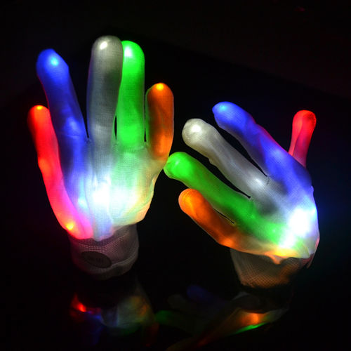 NEU 2022 1 PAAR Rainbow LED blink leucht Hand schuh FINGER JACKSON weiss rechts / links