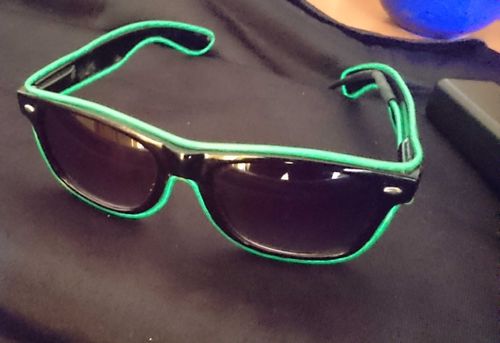 NEU 2023 ! EL WIRE Sunglasses GRUEN Sonnenbrille Wave Effekt Ray ban Style moving move sunglasses