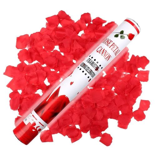 Popper Konfetti Bombe mit roten Rosenblättern bis zu 5 m Rohrlänge 40cm Confetti ROT