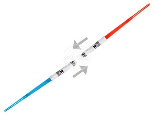 LED Laser Schwert Space Wars Doppel LANZE SOUND bei Aufschlag 130 cm ROT BLAU teilbar light