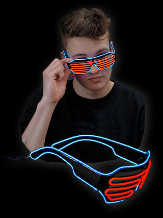 NEU 2022 Party Brille EL Partybrille SHUTTER glasses 3 prog bicolor blau rot