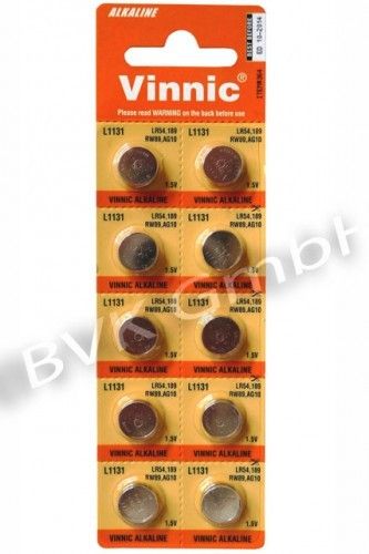 Vinnic Alkaline Knopfzelle AG 10  Typ: AG10 / L1130 / LR54 / 189 / RW89 / GP89A