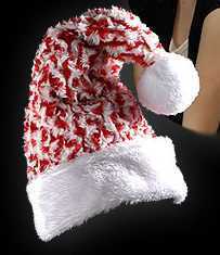 Weihnachtsmütze -Kuschel-Wuschel rot-weiß Weihnachts Muetze aus weißem Plüsch