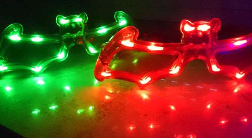 LED leucht Brille Fledermaus Lichtbrille Bat Man glasses goggles rot blau grün