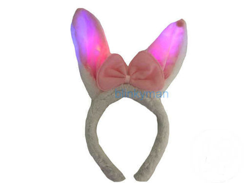LED Leucht Blink Bunny Hasen Ohren Häschen Haar Reif blinky Haarreif pink weiss