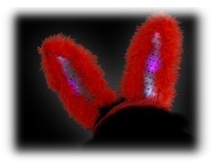 LED Haarreifen Leucht Blink Bunny Hasen Ohren Teufelchen Häschen Haar Reif blinky Haarreif rot