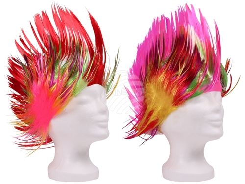 PERÜCKE Haare Fasching Karneval bunt multicolor Kurzhaar mit Irokeseschnitt multicolor