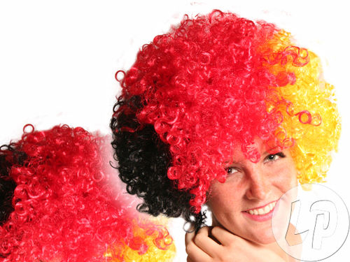 PERÜCKE Haare Fasching Karneval bunt multicolor AFRO mit Haaren in den Farben von Deutschland