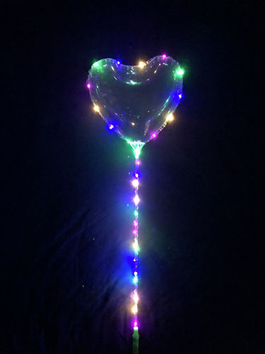 LED Bubble Ballon Herz mit STICK Stab Multi Color Kupferdraht Lichterkette Mega Ball