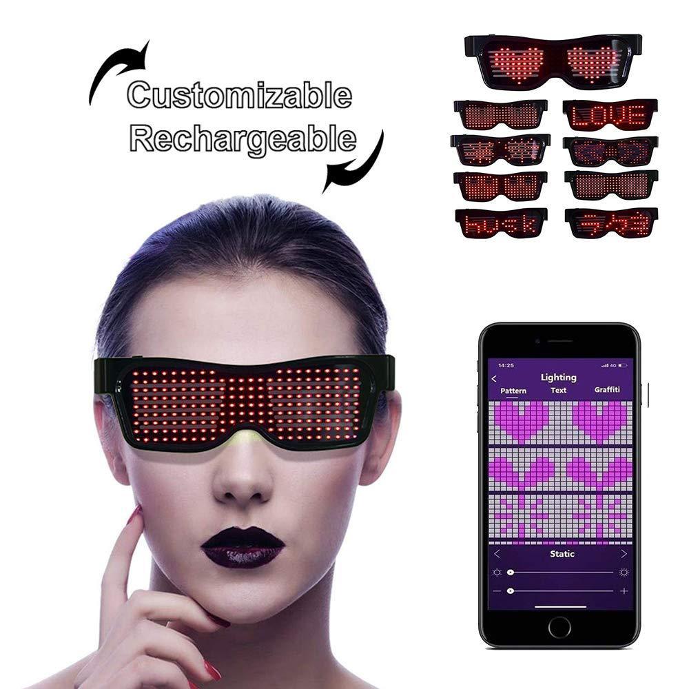 Bluetooth Partybrille LED Brille Leuchtbrille APP-Steuerung Spaß Party Karneval 