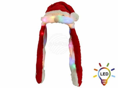 Wackel Mütze Weihnachtsmann Santa LED 3 Leuchtmodi ca. 60cm x 20 cm Merry Christmas