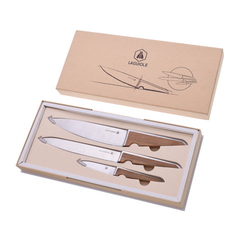 LAGUIOLE - Lagiole Schachtel mit 3 Messern - Kochmesser , Gemüsemesser, rostfreier Stahl