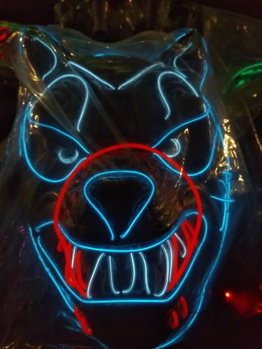 Hit der Saison ! Party Leuchtmaske EL MASKE Wolf Elektro Lumineszens ELWire