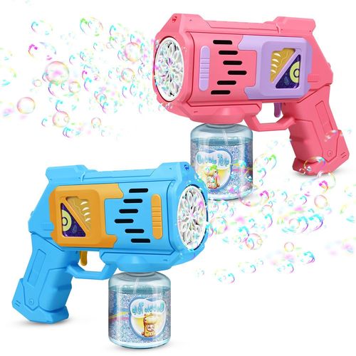 Seifen blasen Bazooka Seifenblasen mit Licht Seifenblasenflüssigkeit fluid blau pink