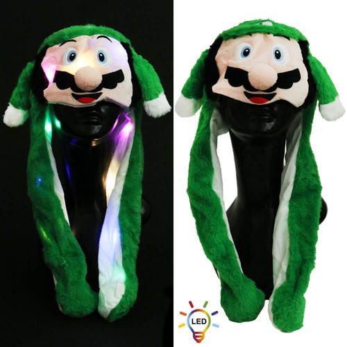 Wackel Mütze grün "L" Luigi LED 3 Leuchtmodi ca. 70 cm x 32 cm wackelohren